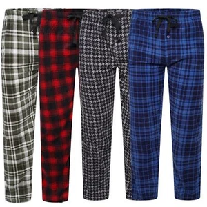 Pyjama Bottoms Mens Fleece Check Lounge Sleepwear Pants - Picture 1 of 11