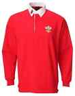 New Men's Long Sleeve Red Traditional Welsh Rugby Shirt Sizes S To 5XL