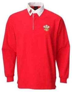 New Men's Long Sleeve Red Traditional Welsh Rugby Shirt Sizes S To 5XL - Picture 1 of 1