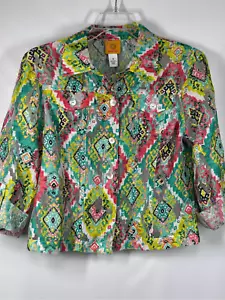 B21 - Ruby Rd. Roll Tab Sleeve Button Front Jacket/Top Size 10 NWOT - Picture 1 of 7
