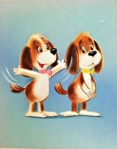 Vintage hand-drawn picture Two dogs are having a conversation. Are they beagle ? - Picture 1 of 7