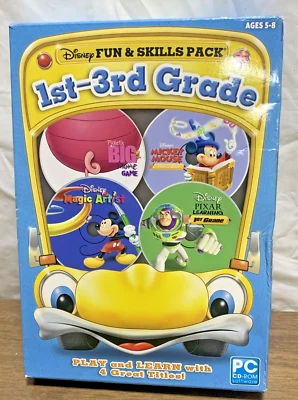Disney Fun & Skills Pack ~ 1st Grade - 3rd Grade ~ 3 Titles ~ for PC  CD ROM - Image 1 of 4