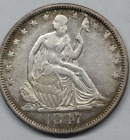 1847-O SEATED LIBERTY HALF DOLLAR AU DETAILS