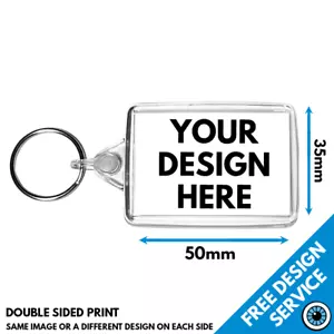 50 x 35mm Custom Printed Keyring • Key Ring Personalised Print Keyrings 50x35mm - Picture 1 of 4