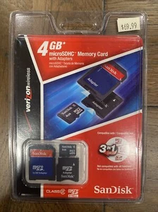SanDisk 4GB microSDHC Memory Card with SD Adapter (SDSDQ-4096-A11) NEW - Picture 1 of 5