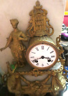 Antique Mantle Clock French Selter Bronze Figural Gold Gilt Books Victorian Lady