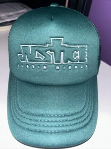 Justin Bieber Trucker Hat Cap Justice Tour Emerald Green Brand New Free Shipping - Picture 1 of 5