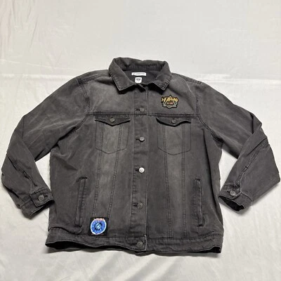 Chaqueta de mujer Def Leppard pequeña descolorida negra denim años 80 Rock Hysteria Distress Foto 1 de 4