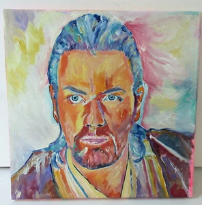 Star Wars Obi Wan Kenobi (Ewan McGregor) Original Pop Acryl Malerei Kunst 12" x 12 - Bild 1 von 6