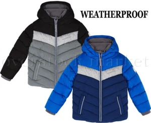 NEW! BOYS WEATHERPROOF HOODED FLEECE LINED PUFFER JACKET VARIETY - Picture 1 of 2