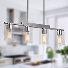 Wilon Kitchen Island Lighting, 4-Light Dining Room Light Fixture With Clear G...