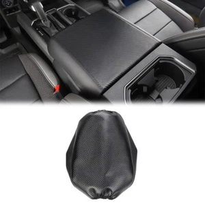 Center Armrest Covers Leather Cushion Pad for Ford F150 15-21 Carbon Fiber Black - Picture 1 of 16