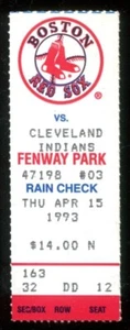 1993 April 15th Ticket Red Sox Cleveland Andre Dawson 400th Career Home Run HOF - Picture 1 of 2