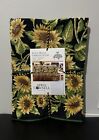 April Cornell Floral Tablecloth Soleil Black Sunflowers 54 X 54 Table For 4 New