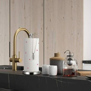 Silver Stainless Steel Kitchen Tissue Roll Holder Paper Towel Stand Organiser - Picture 1 of 9