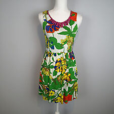 TBAGS Los Angeles Sleeveless Dress Green pink white red sz s floral crystals e3