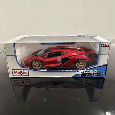 Lamborghini Sian FKP 37 Rojo Nuevo En Caja 1/18 Diecast Modelo Coche Maisto Foto 1 de 4