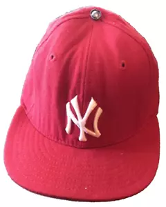 New York Yankees 59FIFTY sitzende rote Wollmütze Kappe MLB 7 1/8 fehlende Tabper - Bild 1 von 6