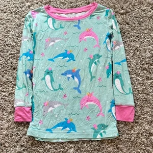 Little Sleepies Größe 3T Bambus Pyjama Oberteil Delfin Ozean Blau Rosa - Bild 1 von 2