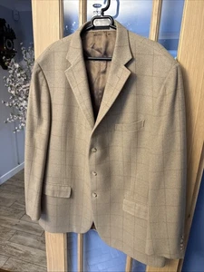Polo University Ralph Lauren Cashmere Camel  Jacket Blazer Check Vintage 50L - Picture 1 of 16