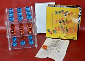 Vtg 1973 Reiss 3D Tri Tac Toe Red Blue Marbles Board Game 3 Dimensional Tic Tac - Picture 1 of 19
