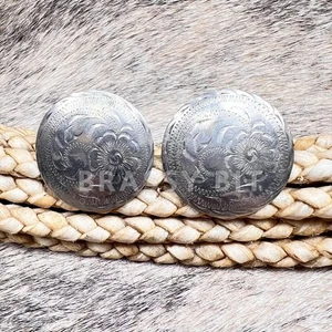 1 1/2" Vintage Silver Bridle Conchos Set - Picture 1 of 1