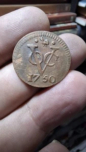 Dutch Netherlands Colonial VOC Duit 1750 WestfriesLand NewYork Penny Coin a.122 - Picture 1 of 2