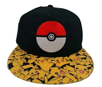 Pokemon Pikachu Snapback Gorra Juvenil Negro Amarillo 2016 Licencia Niños Anime  Foto 1 de 4