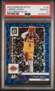 2022 Donruss Optic LeBron James #116 Fast Break Blue /49 PSA 10 - Picture 1 of 2