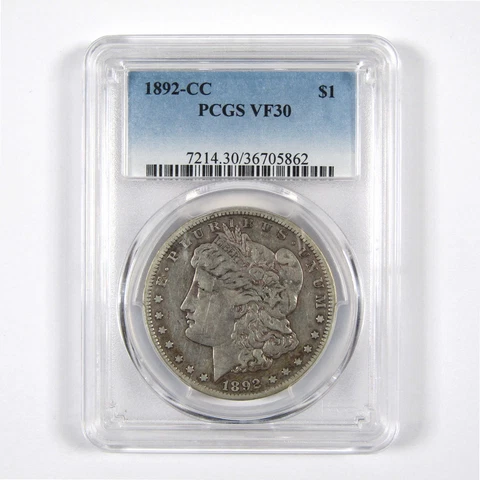 1892 CC Morgan Dollar VF 30 PCGS 90% Silver $1 Coin SKU:I8684 Cover