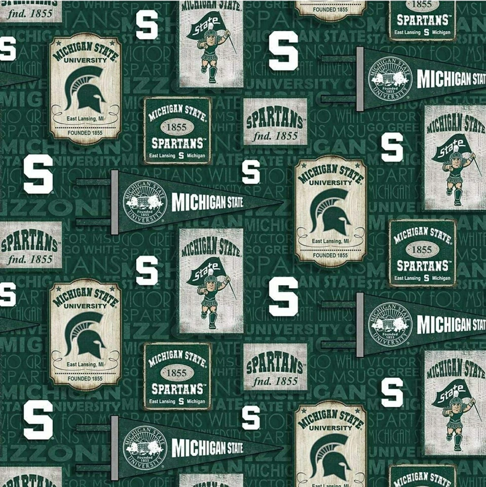 Tela de algodón Michigan Spartans 18" de largo 44" de ancho fútbol universitario universitario Foto 1 de 1