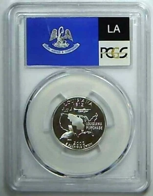 2002-S 25C State Quarter Louisiana PCGS PR69 DCAM 90% Silver 22llwr0105 - Image 1 of 2