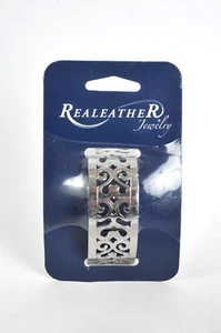 Lot of 3 Realeather Chrome 1" Metal Filigree Cuff Bracelet - Leathercrafter - Picture 1 of 8