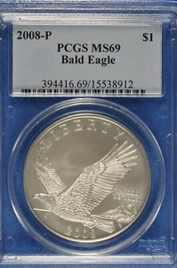2008-P PCGS MS69 Bald Eagle Commemorative Silver Dollar MS-69 - Picture 1 of 2
