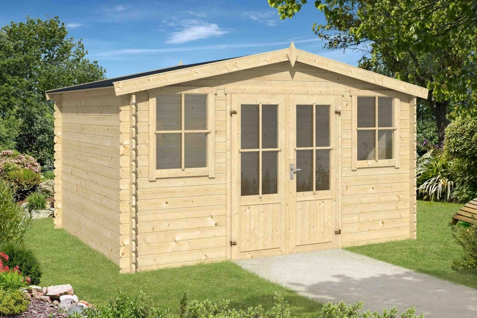 H&S 28 mm Gartenhaus Dirkje 3 ca 400x300 cm Gerätehaus Blockhaus Schuppen Holzhaus