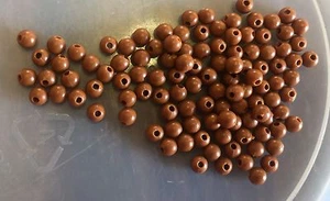 Vintage Japan Creamy Lt Brown Small Round Spacer Lucite Bead Lot - Picture 1 of 4