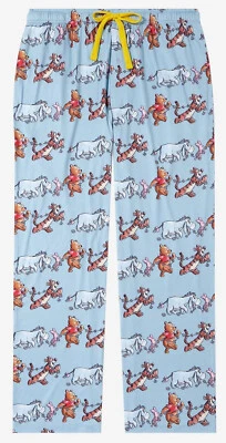Disney Winnie the Pooh Tigger Eeyore Piglet Blue Adventure Allover Sleep Pants! - Image 1 of 4