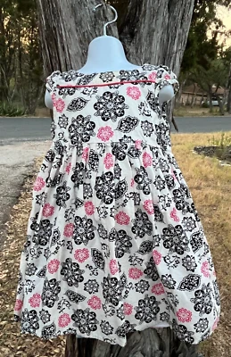 MAGGIE & ZOE ~ BLACK & PINK FLOWER CAPSLEEVE DRESS W/UNDERSKIRT~ GIRL'S  5 - Image 1 of 4