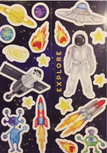 EXPLORE Outer Space Wandsticker 20 Aufkleber Planet Stern Raketenschiff Astronaut Alien - Bild 1 von 1