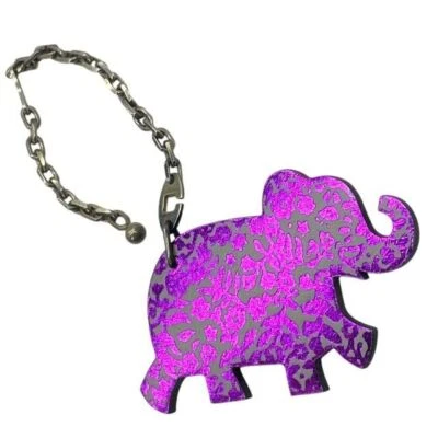 Hermes Elephant Motif Charm Sv925 Silver Purple Keychain  Unisex - Image 1 of 4