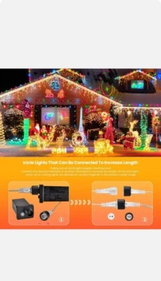  10M 400LED String Fairy Icicle Lights Curtain Christmas Tree Out/Indoor UK Plug - Image 1 of 4