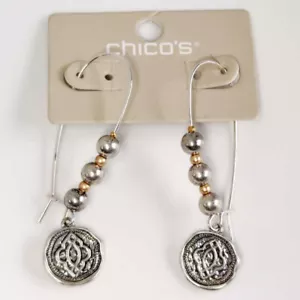 New Chicos Floral Tag Drop Hoop Earrings Retro Women Vacation Party Show Jewelry - Bild 1 von 3