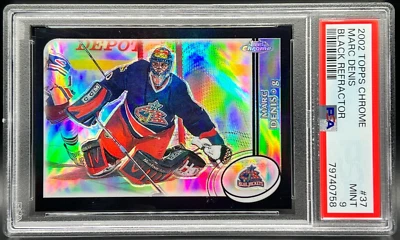 02 Topps Chrome Marc Denis 49/100 PSA 9 *Top Pop 1* Blue Jackets Black Refractor - Image 1 of 3