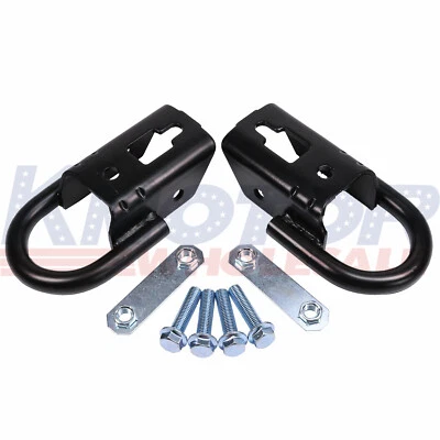 Par de ganchos de remolque delanteros negros para Ford F-150 09-21 con herrajes Foto 1 de 4