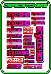 KYOSHO RC RACING CUSTOM STICKERS A5 MINI Z 1/8 BUGGY CAR 1/10 DRONE RED PINK B - Picture 1 of 9