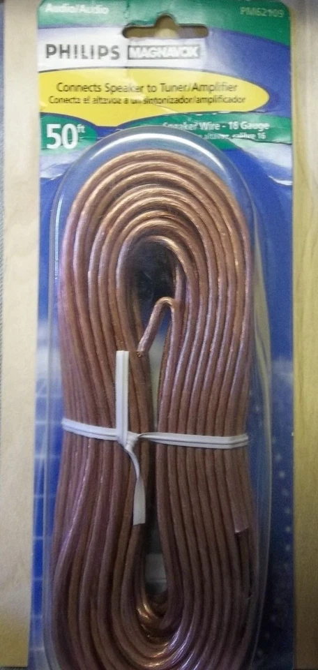 LOTE DE 5 PAQUETES DE CABLE DE ALTAVOZ, 50 PIES, CALIBRE 16, PHILIPS MAGNAVOX, PM62109, NUEVO Foto 1 de 1