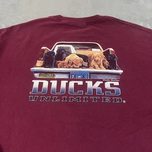 Ducks Unlimited Shirt Mens 2XL Maroon Long Sleeve Hunting Labs Graphic Outdoor - Picture 1 of 11