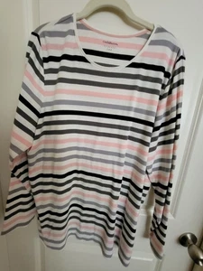 Croft & Barrow mehrfarbig gestreift L/S klassisches T-Shirt Top Größe 2X - Bild 1 von 2