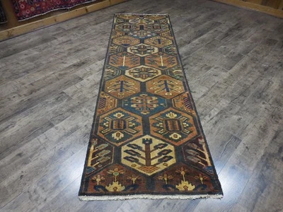 Geometric Turkish Vintage Rug,Turkish HandMade Anatolian Village Rug 2.9x9.5 Ft - Image 1 of 4