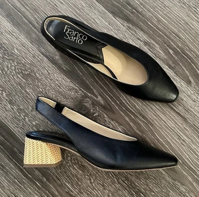 Bomba Franco Sarto Jonia Slingback - Cuero Negro - Talla 7.5 Foto 1 de 4